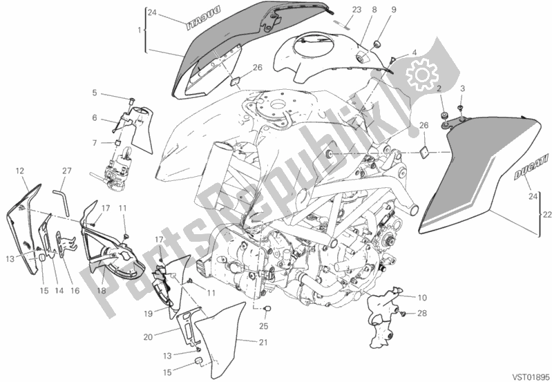 All parts for the 36b - Fairing of the Ducati Hypermotard 950 SP 2019